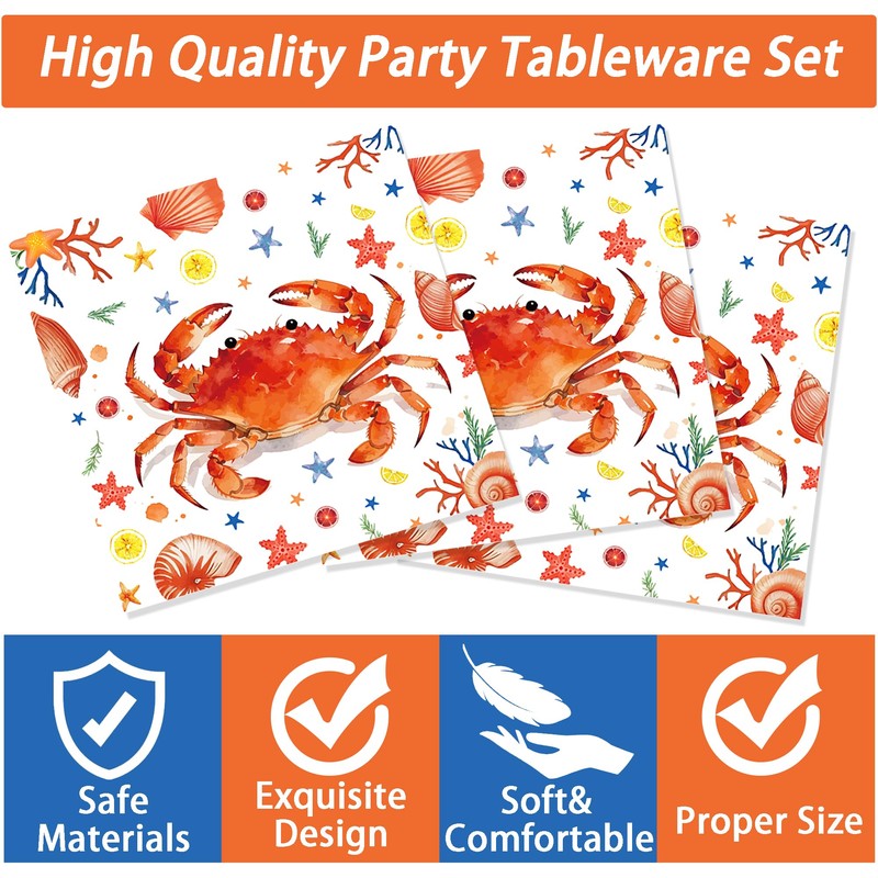 CC HOME Crab Birthday Paper Plates Napkins Starfish Shell Conch