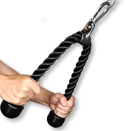 MARSAFIT Upgraded Tricep Rope Cable Machine Attachment, LAT Pulldown Attachments for Gym, Resistance Bands Handles, Heavy Duty Exercise Professional Accessories Home and Gym (SINGLE ROPE)