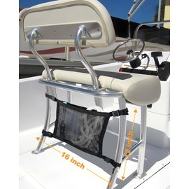 PLOZANO Boat Storage Bag, Adjustable Organizer, Mesh Tackle & Life Jacket Holder, Suspended Net for Leaning Post (16 INCH)