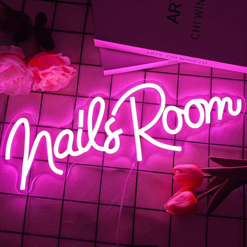 hhuohuona Nails Room Neon Sign Nail Salon Led Sign Dimmable