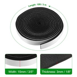 sourcing map Smoker Gasket Seals 10FT 3/5" x 1/8" High Temp Grill Gasket Replacement High Heat BBQ Gasket Tape BBQ Smoker Gasket Self Stick Felt for Smokers BBQ Lid