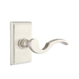 Emtek Passage Set, Rectangular Rosette, Cortina Lever, (Left Hand, Flat Black)