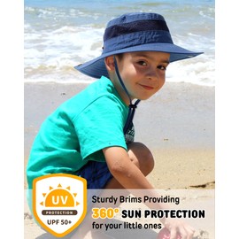 Camptrace Toddler Kids Sun Hat UPF 50+ Wide Brim Bucket Hat Outdoor Baby Beach Hat for Boys Girls 2-13 Years Navy