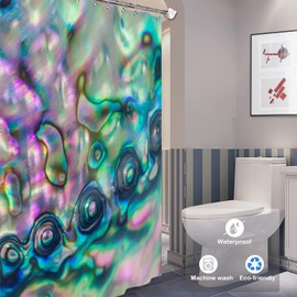 Batmerry Multicolor Ocean Abstract Blue Shower Curtain, Blue Green Abalone Shell Waterproof Fabric Bathroom Shower Curtain, Machine Washable with 72x72 inches.