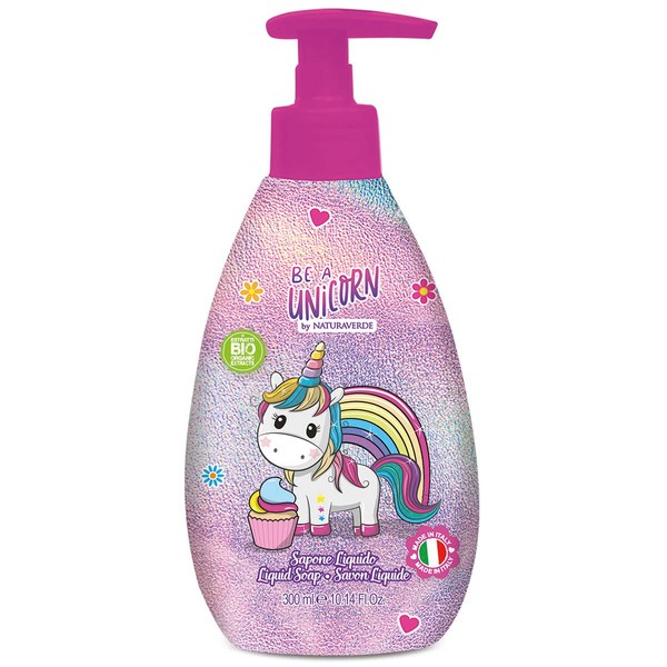 Naturaverde Kids - Be a Unicorn - Liquid Soap for Children, Baby Soap with Shea Butter and Cornflower Extract, Organic Hand Soap, 300 ml