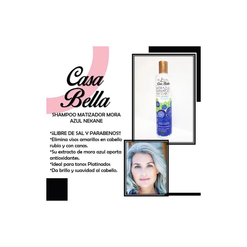 Shampoo Matizador Mora Azul Nekane 960 G Rubios Canas