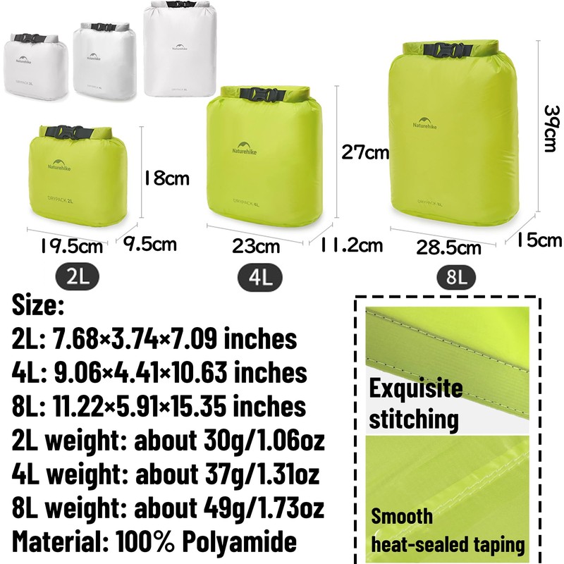 windhike Naturehike Ultralight Dry Bags with Vacuum Air Valve -