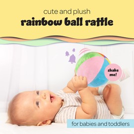 Rainbow Fabric Ball Rattle for Baby & Toddlers - Soft Plush Ball Toy | 0-36 Months
