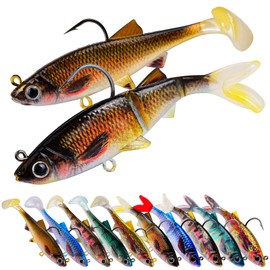 Soft Fishing Lures Baits - Pre-Rigged Fishing Soft Plastic Lures - Great Action Swimbaits with Spinner - Bass Fishing Gear for Trout Walleye, Crappie Fishing Jigs Bait 10pcs/Set
