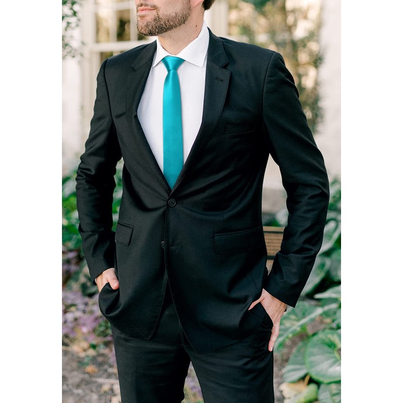 HISDERN Men's Tie Slim Plain Silk Ties for Men Classic