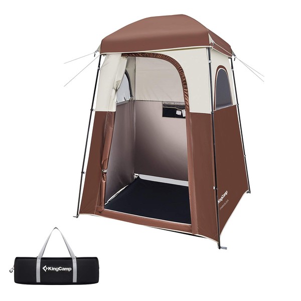 KingCamp Shower Tent Oversize Space Privacy Tent Camping Showers Outdoor Shower Enclosure Portable Shower Tent for Camping 1 Room Brown Changing Tent Dressing Room