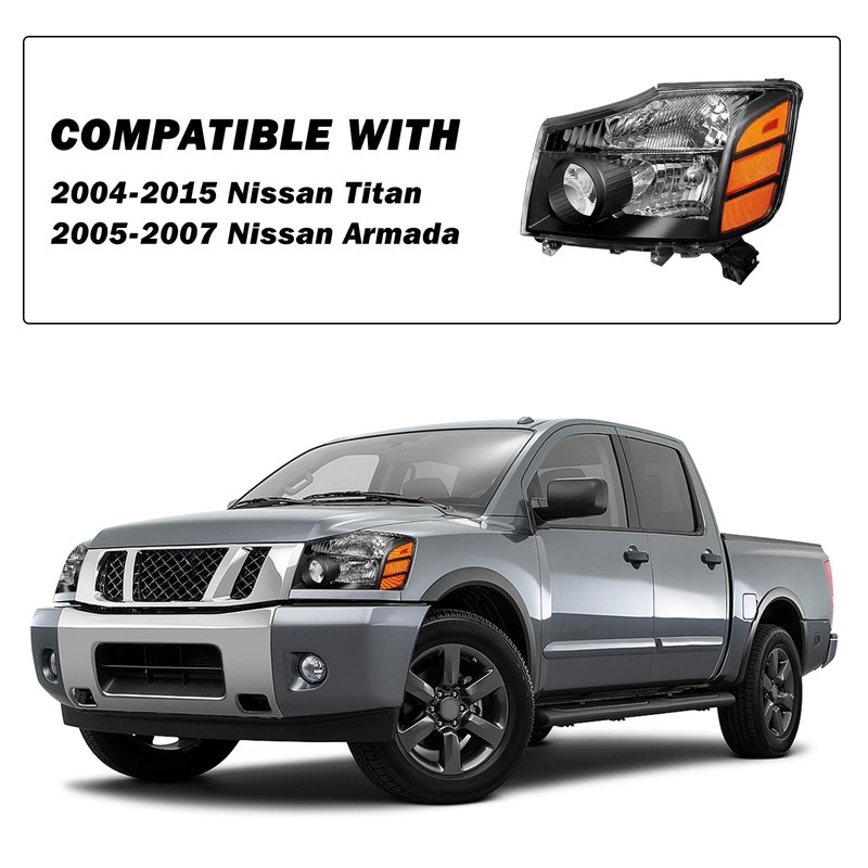 SOCKIR Headlight Assembly Set Replacement for 2004-2015 Nissan Titan /