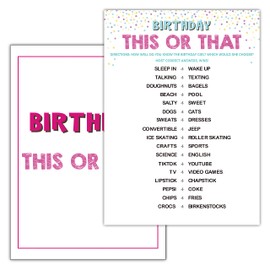 Disfuco Birthday Game Cards - 30 Multicolor Cards for Kids, Teens, Sisters, Class Students, Girls' Parties