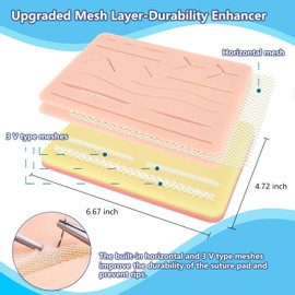Medclimber Complete Suture Practice Kit (30 Pieces) for Medical Students, Including Large Upgrade 14 Pre-Cut Wounds Silicone Pad, Tool Kit, Suture Threads & Needle Perfect for Training, Demonstration