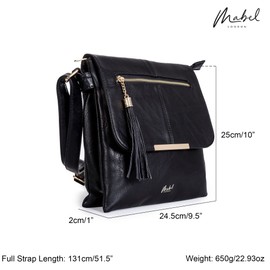 Mabel Women’s Cross Body Handbags – Trendy Messenger Long Shoulder Strap Bags – With a Protective Storage Bag (Design 2 - Black)
