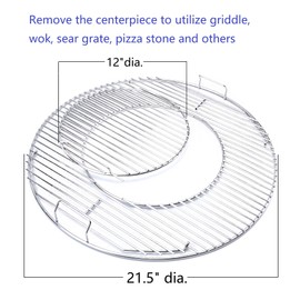 GasSaf Grill Grates Replacement for Weber 8835, 22.5 inch Charcoal Grills, Kettle, Performer, Master-Touch and Others, 21.5 Inches Gourmet BBQ System Hinged Stainless Steel Cooking Grate Grids