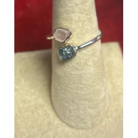 Natural Creations Aquamarine And Morganite thumb ring sterling silver size 7