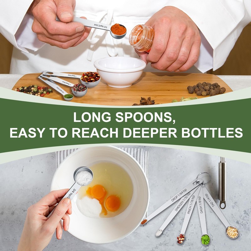 Measuring Cups and Spoons Set, 7 Stainless Steel Nesting Measuring
