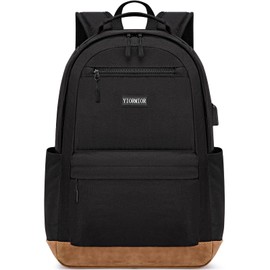 School Backpack for Men and Women, Blackkhaki, 15.6 inches
