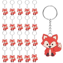 Pack of 20 Fox Key Chains, Animal Keyrings, Soft Rubber Forest Animal Pendant for Children, Forest Animals Keyring, Farewell Gift Children Give Aways Children's Birthday for Girls Boys