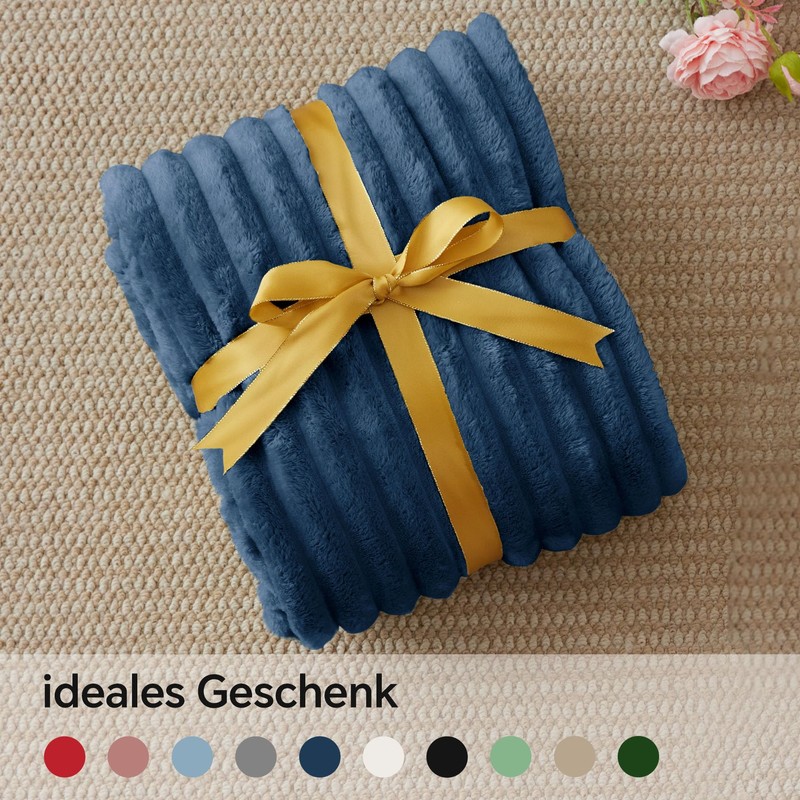 BEDELITE Cuddly Fluffy Blanket Small - Soft Flannel Blankets Blue