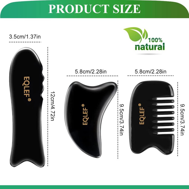 EQLEF Gua Sha Massage Tools, 2 Pieces Horn Gua Sha