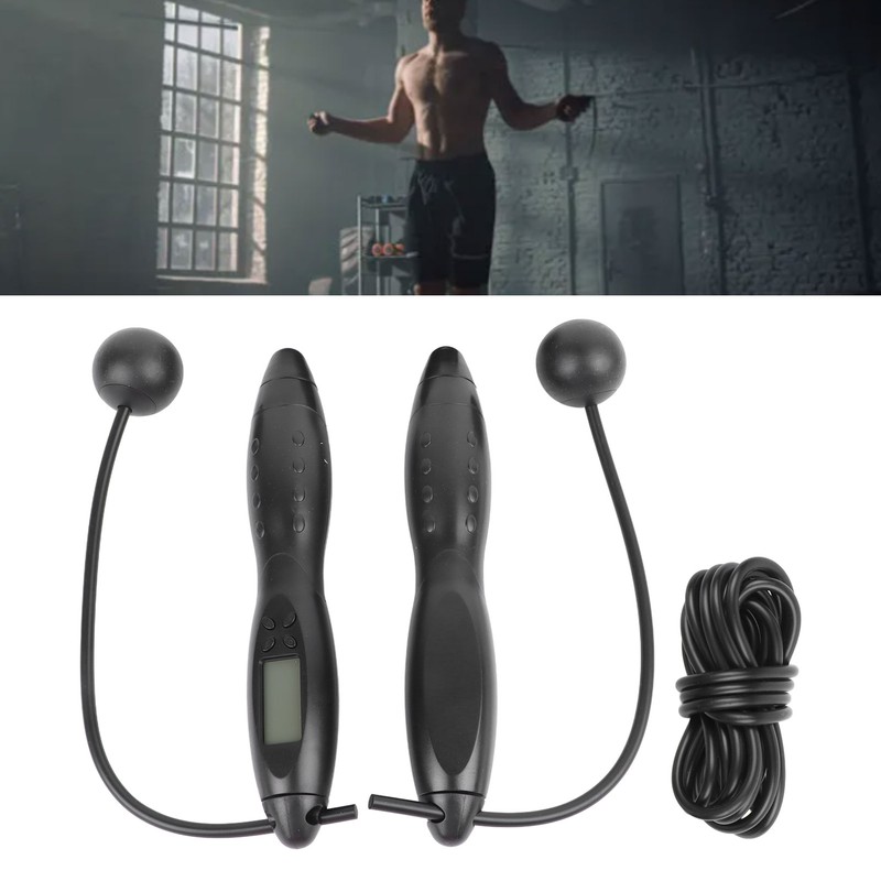 Black Smart Electronic Jump Rope with Counting Function Adult Fitness