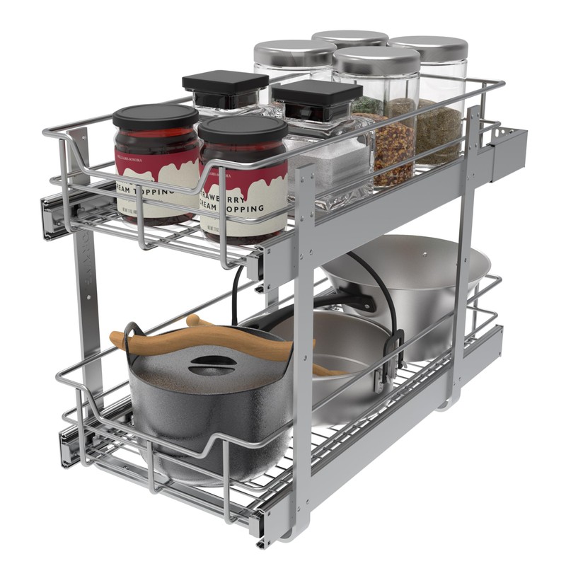 2 Tier Pull Out Cabinet Organizer 11" W X 22"