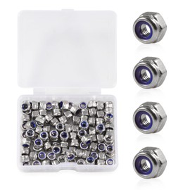 TA-VIGOR 100Pcs M3 x 0.5mm Nylon Hex Lock Nuts, 304 Stainless Steel Nylon Insert Self-locking Nuts, Hexagon Threaded Nyloc Nut Set with Storage Box for Lock Washers Bolts Screws