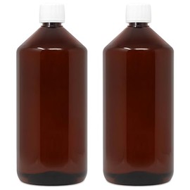 DistrEbution Empty Bottle Laboratory Bottle 1000 ml Brown with Lid Food Safe Pack of 2