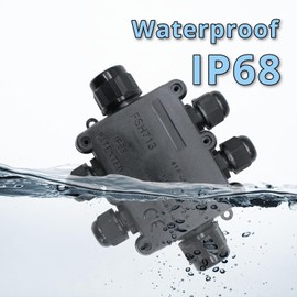 MAKERELE Junction Box Outdoor Waterproof IP68 6Way Open Splice Junction Box Electrical Cable Connector Wire Range 5 to 15mm with Screw Terminal Block External Power Cord Junction Boxes