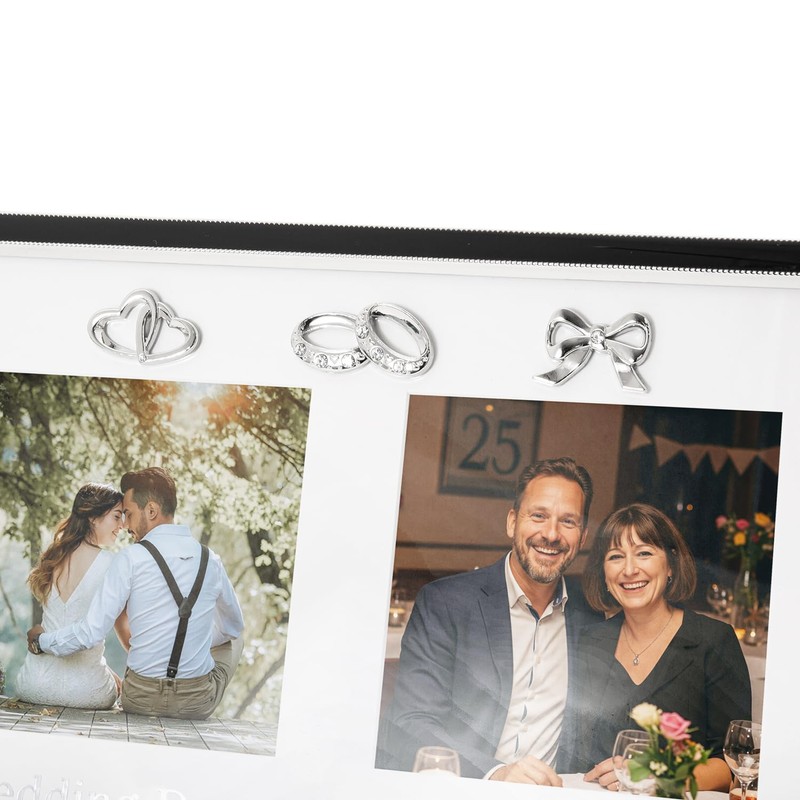 Happy Homewares Modern 25th Anniversary and Wedding Day Picture Frame