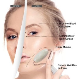 Jade Roller for Face, Facial Roller Massager Skin Care Tool, Gua Sha Facial Tools for Face, Neck, Eyes, Reduce Puffiness of The Skin