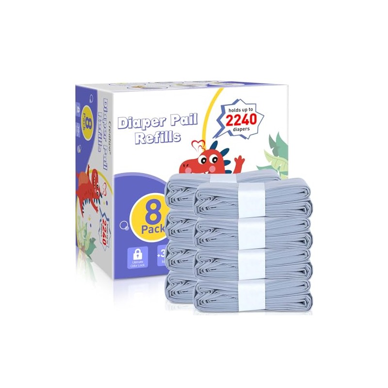 8 Pack Nappy Bin Refills Compatible with Most Nappy Disposal