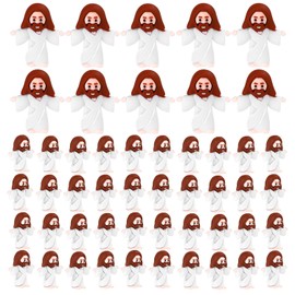 50pcs Mini Jesus Figurine Toys, Religious Miniature Small Tiny Rubber Resin Statue Sacred Christian Figures Jesus Christ Savior Doll Christmas Easter Thanksgiving Day Baptism Gift(White)