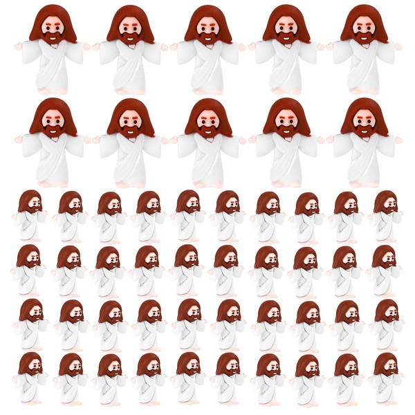 50pcs Mini Jesus Figurine Toys, Religious Miniature Small Tiny Rubber