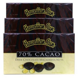 Hawaiian Sun Island Chocolates Gift Pack - Kona Crunch, 70% Cacao Dark Chocolate Macadamia Nuts, 5 oz