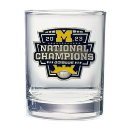 Heritage Pewter Michigan Wolverines 2023 CFP National Champions Double Old Fashion | Double Rocks Glass 14 OZ for Liquor | Expertly Crafted Pewter Glass