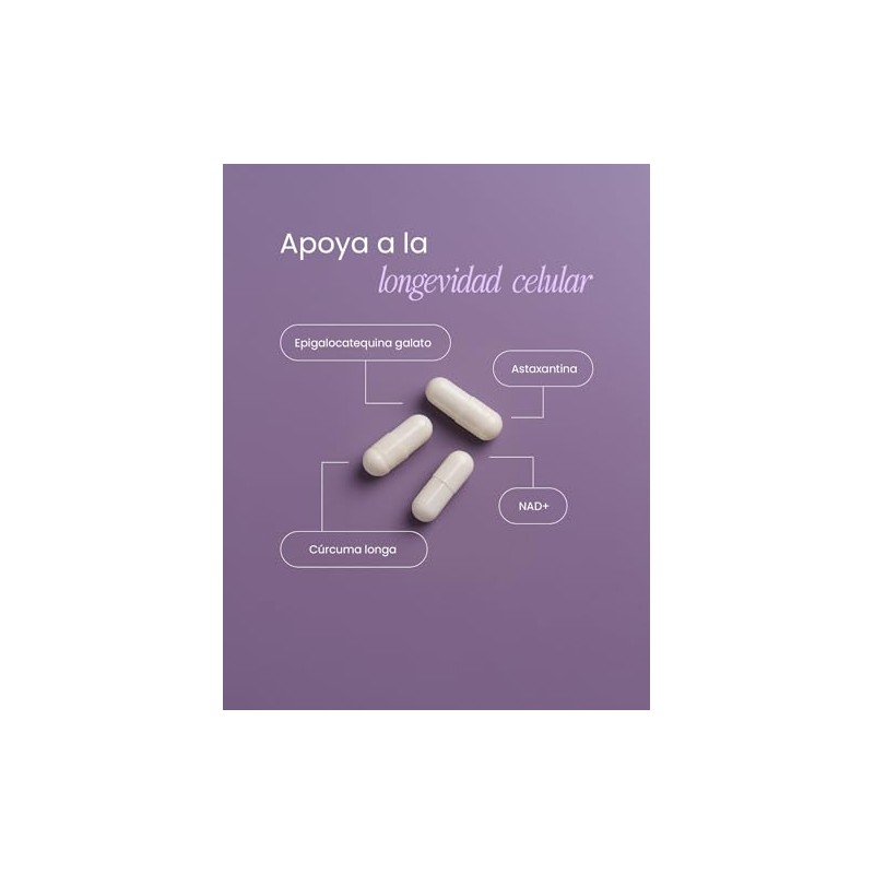 nutriADN Longevity Support | Suplemento Alimenticio con NAD+, Astaxantina, Cúrcuma