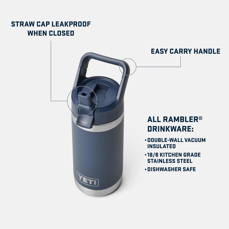 YETI Rambler Jr. 12 oz Kids Bottle, with Straw Cap,