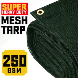 Core Tarps 60% Green Shade Cloth with Grommets - 12 X 12 FT Heavy Duty Mesh Tarp - Sun Shade Cloth for Garden Vegetables Plants Greenhouse Outdoors Backyard Fences Dump Trucks Patio Mesh Shade Tarp