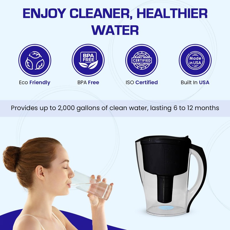 Crystal Quest Water Filter Pitcher - 12-Cup Capacity, Includes 1