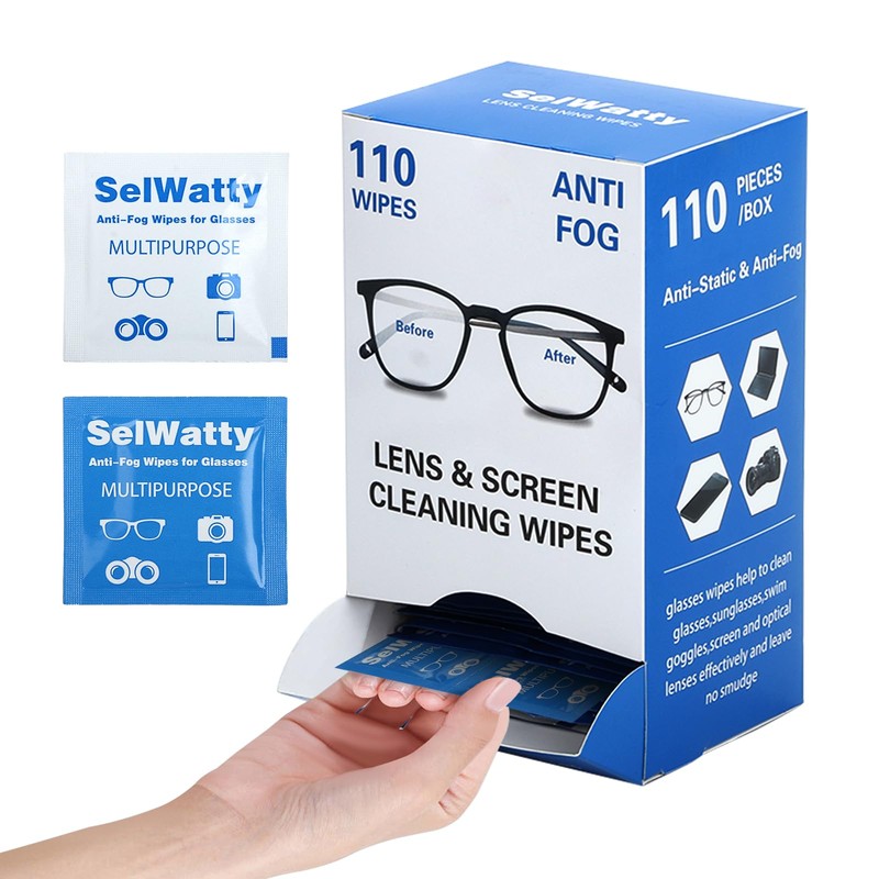 Selwatty 110 Anti-Fog Lens Wipe for Glasses/Screens, Wet, Quick Dry,