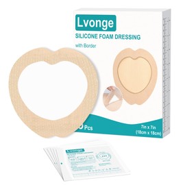 Sacrum Silicone Foam Dressing with Gentle Border, Sacrum Wound Bandages, Breathable Waterproof Sacral Dressing for Pressure Ulcers, Sacral Ulcers and Buttocks Bedsores (7" x 7", Pack of 5)