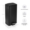 MEGACASA 8 Gal./30 Liter Rectangular Matt Black step-on Trash Can