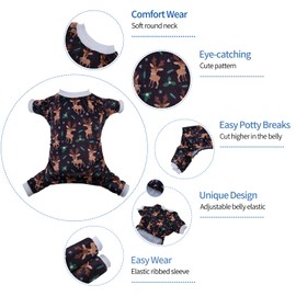 CuteBone Soft & Stretchy Dog Christmas Pajamas - Cozy Pet Jammies Breathable Jumpsuit for Small Dogs - All-Season Comfy Outfit Easy-On Pullover Design - Keeps Pets Warm & Comfortable P256L