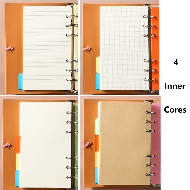 tooloflife 6-Ring Notebook Binder, A6 PU Leather Loose Leaf Notebook