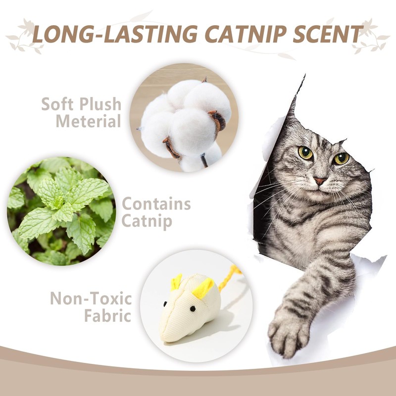 ASIRYVA 6 Pack Catnip Mouse Toys for Indoor Cats, Catnip