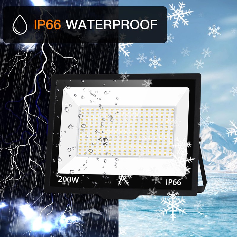 SHGPODA 2 Pack 200W LED Flood Light, 24000LM Brighter Security