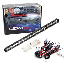 iJDMTOY Grille/Bumper Gap Mount 20-Inch LED Light Bar Kit, Compatible with 2021-up Ford Bronco w/Standard, Capable Bumpers, 54W Ultra Slim LED Lightbar, Bracket Mounts, On/Off Switch Relay Wire